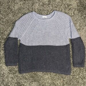 JODIFL Chunky Two-Tone Knit Sweater - Light Gray and Dark Gray - Size Small